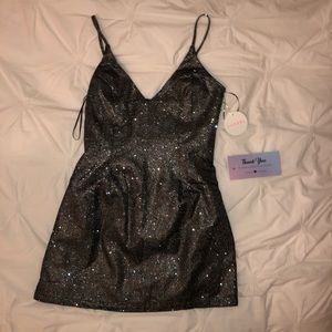 Sparkly Silver Mini Dress